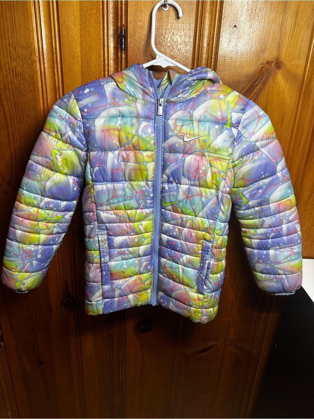 Nike Girls' Pastel Multi-Color Puffer Jacket with Hood